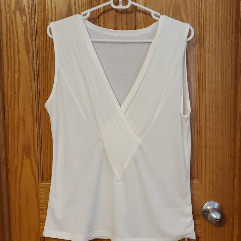 White ruched tank top